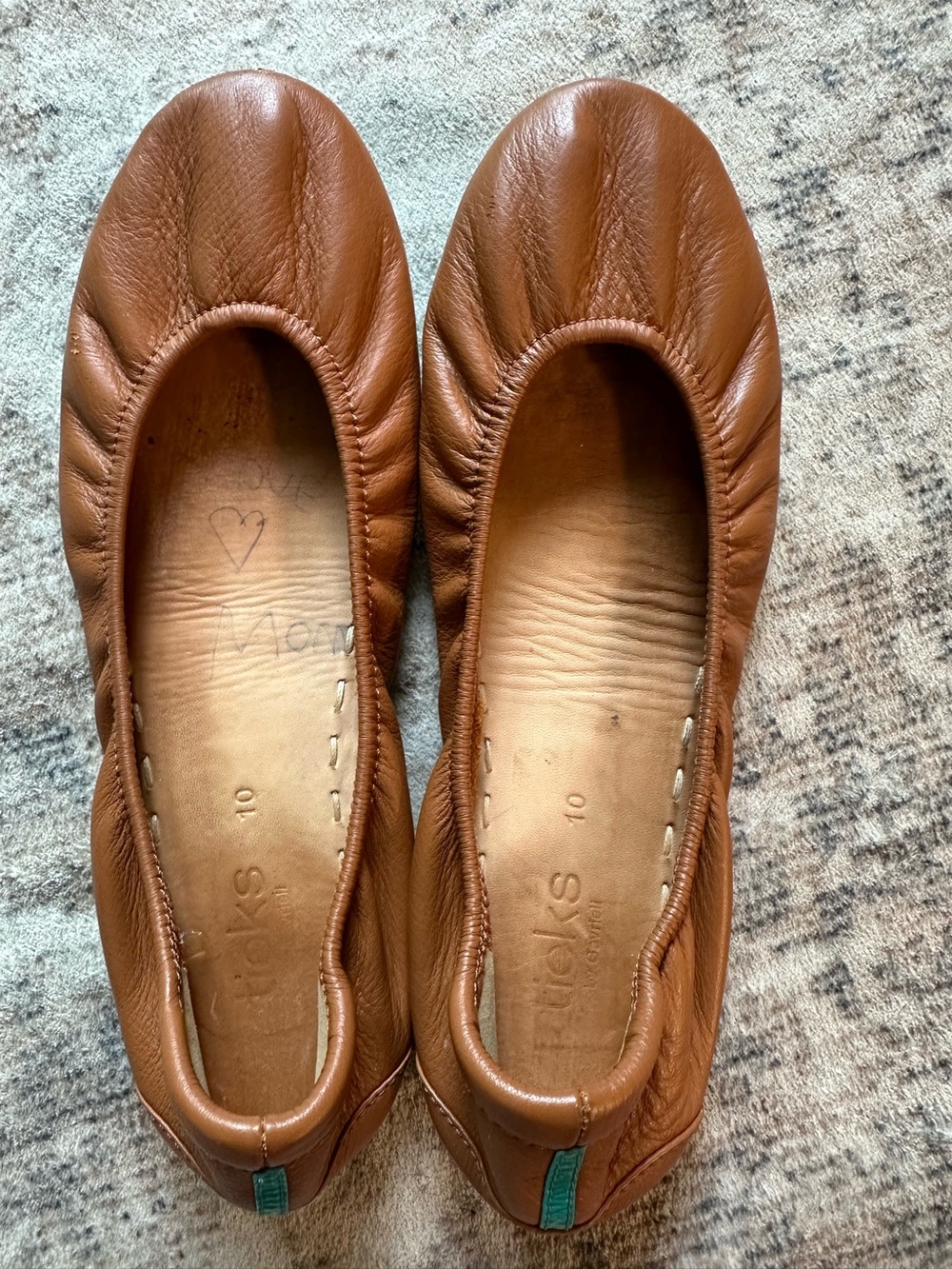 Tieks by Gavrieli Brown Leather Ballet Flats Teal Sole Women’s Size 10 - Picture 2 of 5